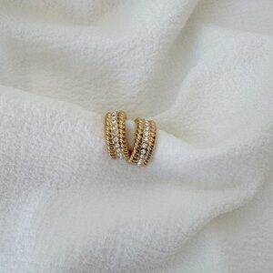 Gold Plated CZ Twist Hoops